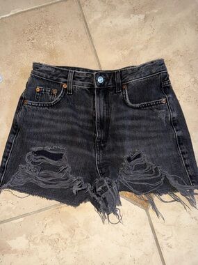 Top Shop Black Distressed Denim Cutoff Shorts